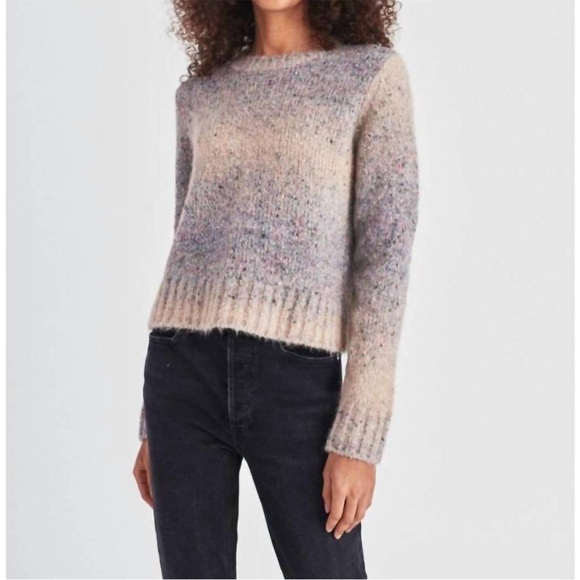 WHITE +‎ WARREN confetti blend crewneck sweater in grey multi - Picture 1 of 8
